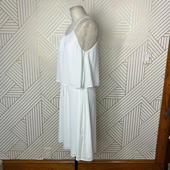 ATM Anthony Thomas Melilo Tie-detailed Georgette Midi Dress In Chalk Size Medium - Picture 6 of 12